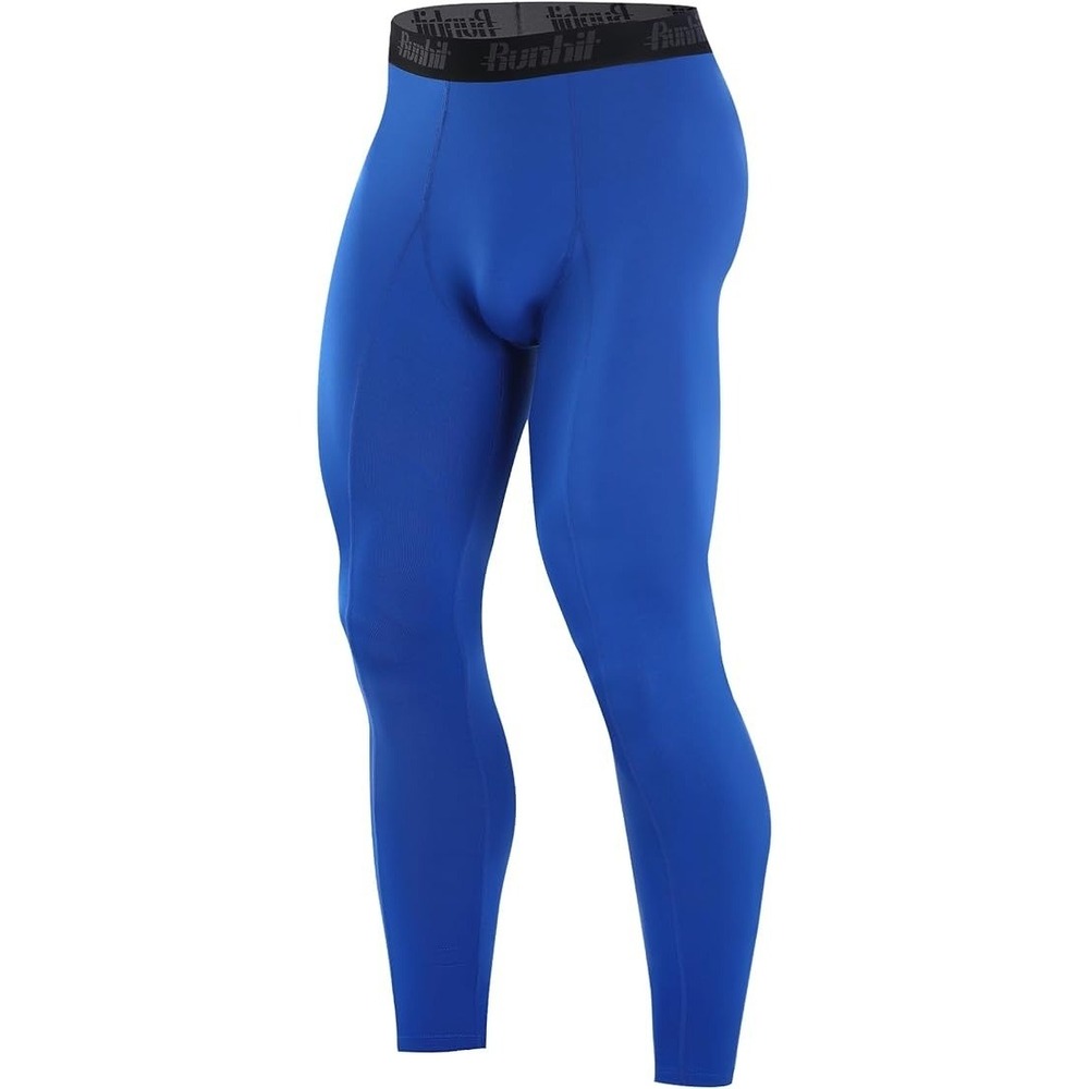 Runhit Men's M Blue Compression Pants Running Tights Workout Leggings Athletic